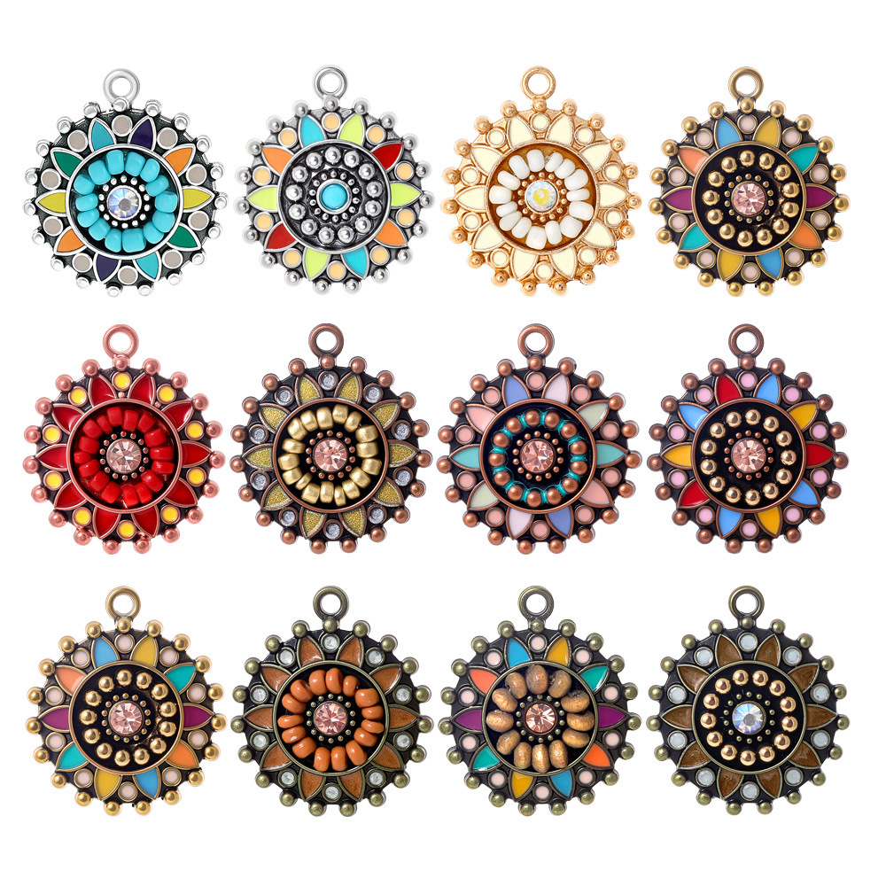 Vintage Fashion Earrings - Vintage Bohemia Ethnic Enameling Round Charms