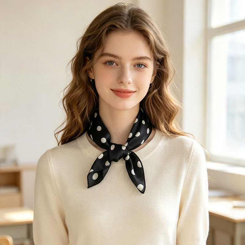 50cm Dot Printed Square Scarf  - Vintage Fashion Rings For Women review and price