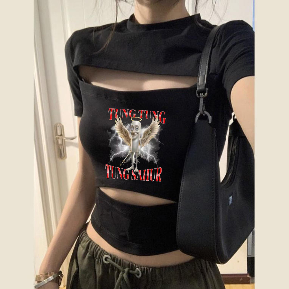 Tung Tung Sahur crop top women - Vintage Fashion For Sale review and price