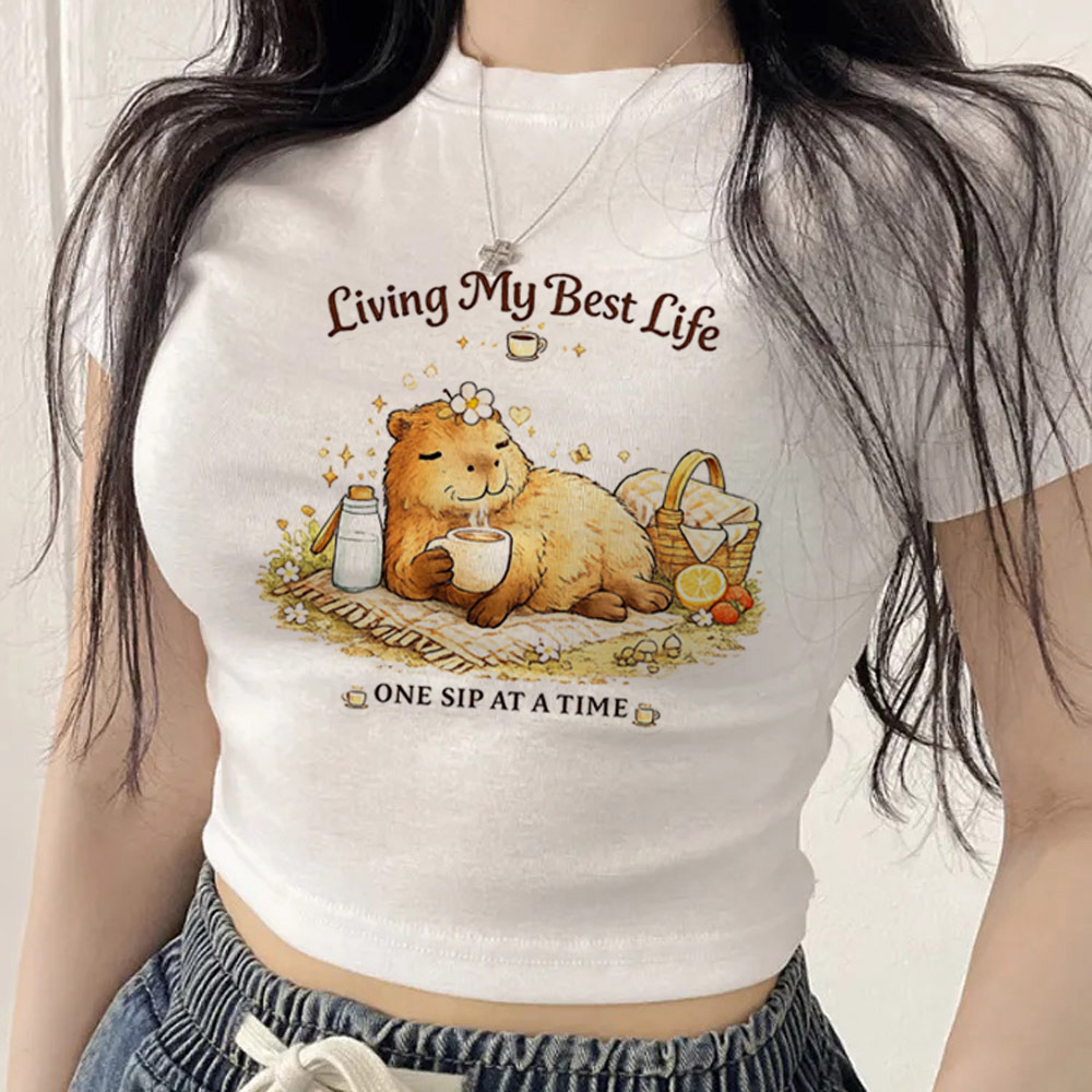 Capybara crop top girl korean  - Vintage Fashion For Sale review and price